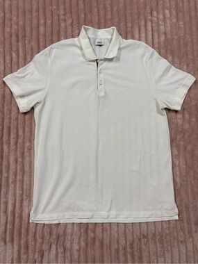 Burberry Cream Embroidered Monogram Polo Shirt